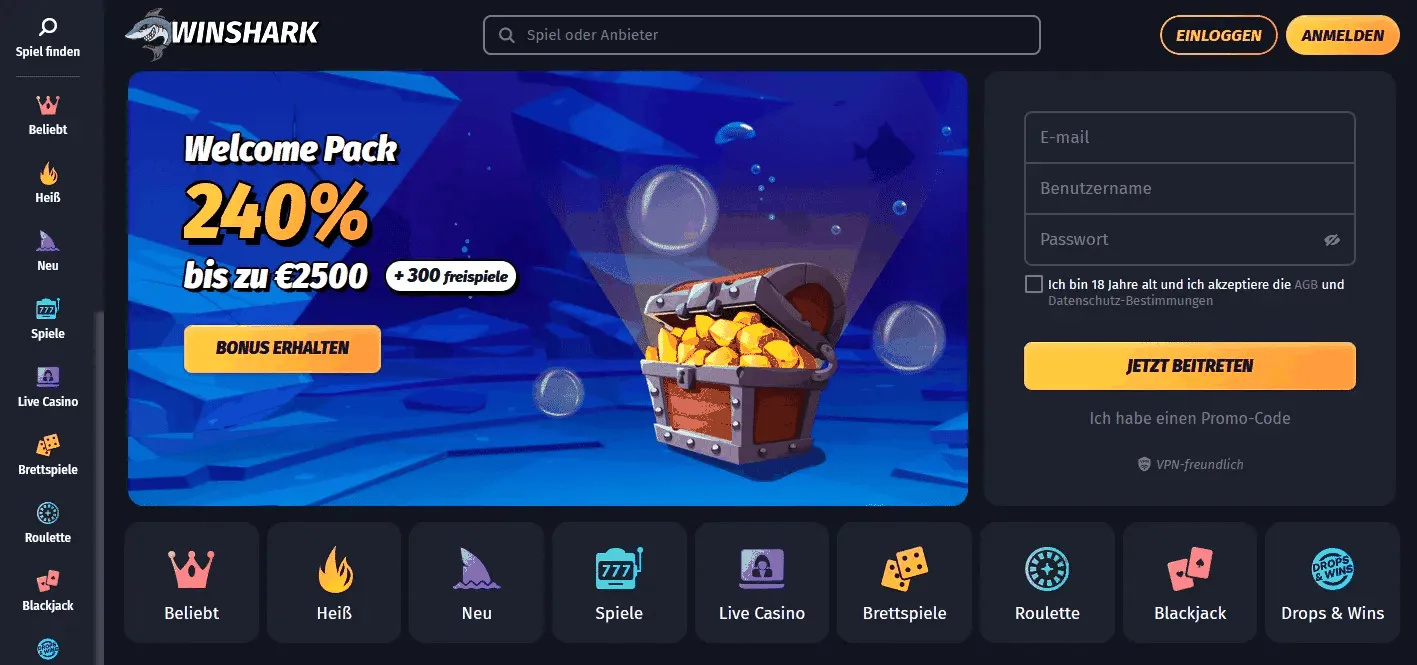 Winshark Casino Startseite